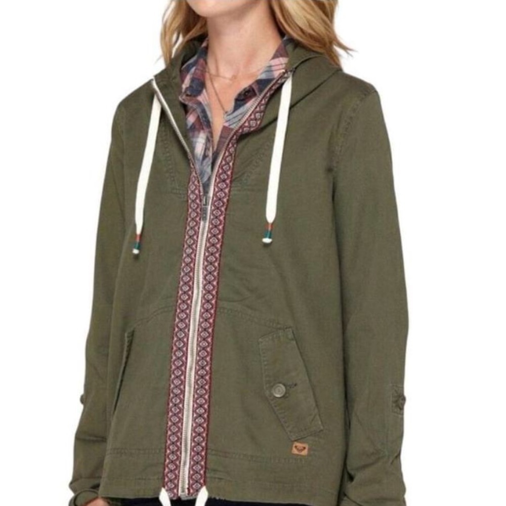 Roxy Overhaul Olive Green Hooded Jacket Size Medium - Picture 2 of 10